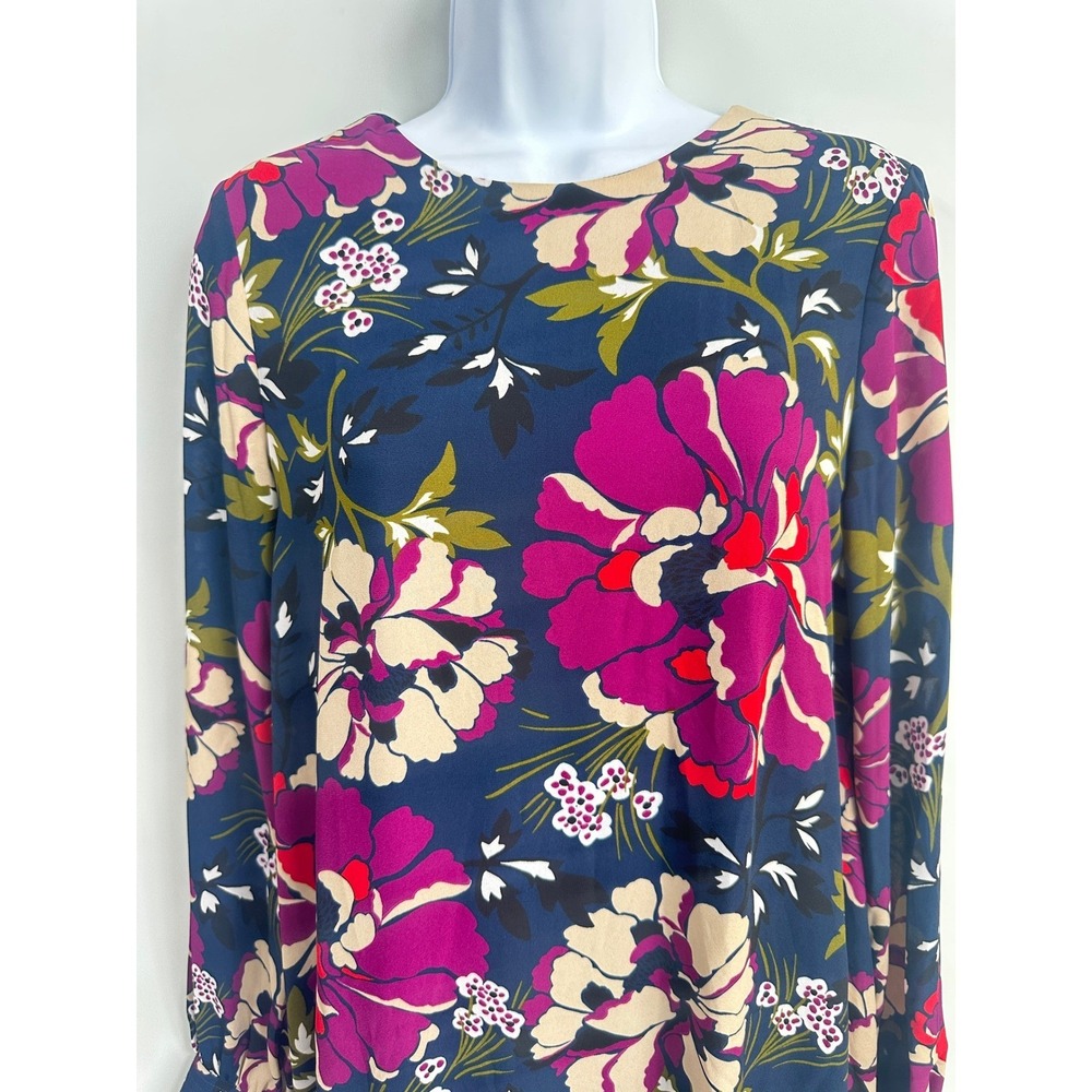 Tommy Hilfiger Chiffon Navy Floral Shift Dress Classic Career Chic Size 10 NWT - Picture 9 of 14